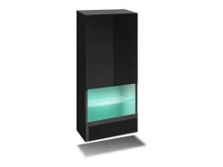Conjunto de móveis de sala de estar na cor preta, suspensos, coleção CEPTO XXIX. 249cm, 8 móveis, com LEDs, modulares.