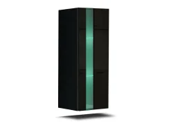 Conjunto de móveis de sala de estar pretos suspensos coleção CEPTO XXIV. 240cm, 8 móveis, leds, modulares.