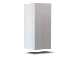 Conjunto de móveis de sala de estar brancos suspensos coleção CEPTO XXII. 273cm, 10 móveis, LEDs, modulares.