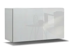 Conjunto de móveis de sala de estar brancos suspensos coleção CEPTO XVI 249cm, 8 móveis, modulares.
