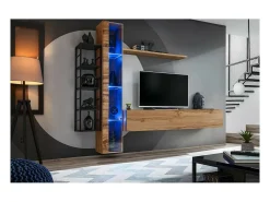 Conjunto de móveis de sala de estar estilo industrial SWITCH M7. Cor carvalho.