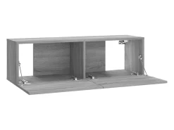 Conjunto de móveis incluindo guarda-roupa aparador rack para TV para sala de estar quarto sala de TV estante madeira engenheirada Sonoma cinza 02_0025381