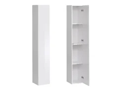 Conjunto de móveis para sala de estar SWITCH III design, cores carvalho e branco. Acabamentos em efeito carvalho fresado e brilhante.