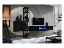 Conjunto de móveis para sala de estar estilo industrial SWITCH M6. Cor preta.