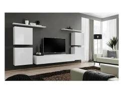 Conjunto de móveis para sala de estar SWITCH IV design, cor branco brilhante.