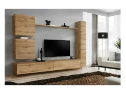 Conjunto de móveis para sala de estar mural SWITCH VIII design, cor carvalho Wotan.