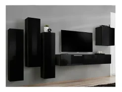 Conjunto de móveis para sala de estar da coleção SWITCH III. Cor preta brilhante.