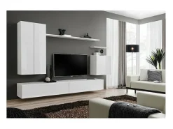Conjunto de móveis para sala de estar coleção SWITCH II design, cor branco brilhante.