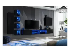 Conjunto de móveis para sala de estar SWITCH XXVI design, cor preto brilhante.