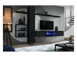 Conjunto de móveis para sala de estar estilo industrial SWITCH M5. Cor preta.
