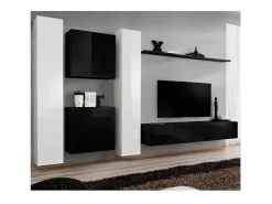 Conjunto de móveis para sala de estar SWITCH VI design, cores preto e branco brilhante.