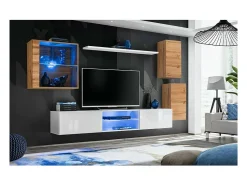 Conjunto de móveis para sala de estar SWITCH XXIII, design em carvalho e branco