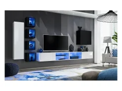 Conjunto de móveis para sala de estar SWITCH XXVI, design em cores branco e preto.
