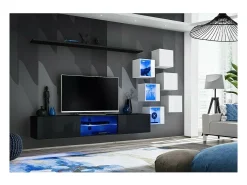 Conjunto de móveis para sala de estar SWITCH XXI, design em preto e branco.
