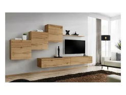 Conjunto de móveis para sala de estar SWITCH X, design de parede, cor carvalho Wotan.