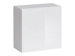 Conjunto de móveis para sala SWITCH III design, cores branco e carvalho Wotan. Acabamentos brilhantes e efeito de carvalho fresado.