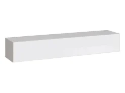 Conjunto de móveis para sala SWITCH III design, cores branco e carvalho Wotan. Acabamentos brilhantes e efeito de carvalho fresado.