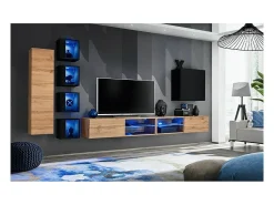 Conjunto de móveis para sala SWITCH XXVI, design, cor carvalho e preto.