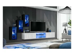 Conjunto de móveis para sala SWITCH XXII, design em preto e branco.