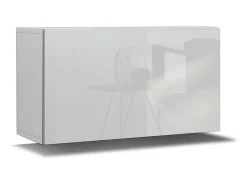 Conjunto de móveis para sala de estar branco e preto da coleção CEPTO XXII. 273cm, 10 peças, LEDs, modulares.