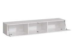 Conjunto de móveis para sala SWITCH IV. Cores carvalho wotan e branco. Acabamentos em carvalho fresado e branco brilhante.