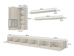 Conjunto de móveis para sala de estar da coleção RAMOS. Cor cinza efeito concreto.