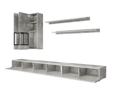Conjunto de móveis para sala de estar da coleção RAMOS. Cor cinza efeito concreto.