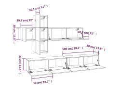 Conjunto de móveis Sonoma de madeira engenheirada com 7 peças (armário aparador suporte para TV sala de estar quarto sala de TV) - 02_0025217