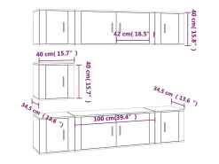 Conjunto de móveis Sonoma de madeira engenheirada com 7 peças (armário aparador suporte para TV sala de estar quarto sala de TV) - 02_0025214