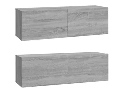 Conjunto de móveis Sonoma de 3 peças em madeira engenheirada (armário aparador rack para TV sala de estar quarto sala de TV) - Cinza - 02_0024630