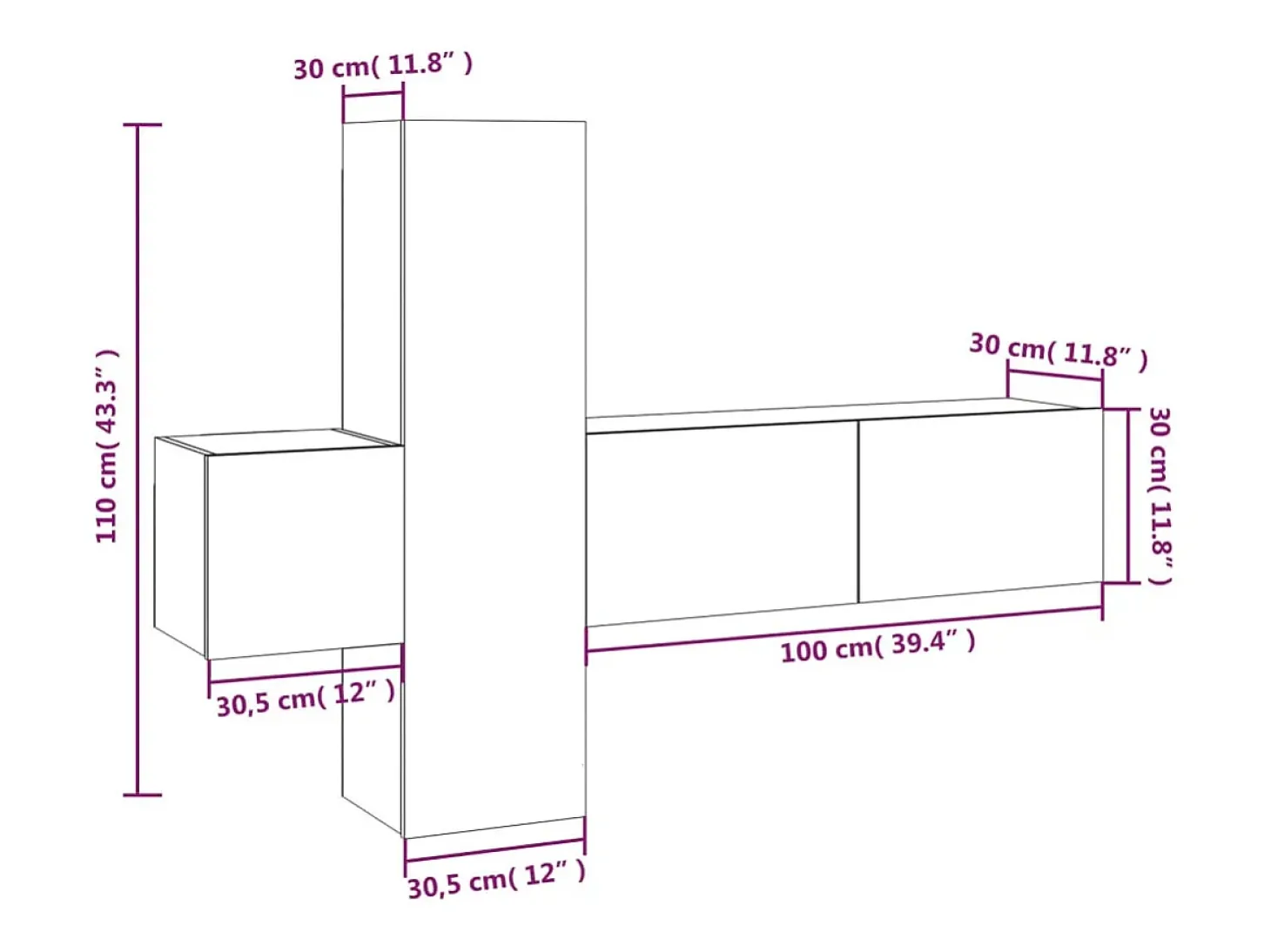 Conjunto de móveis Sonoma de 3 peças em madeira engenheirada (armário aparador suporte para TV sala de estar quarto sala de TV) - 02_0024631
