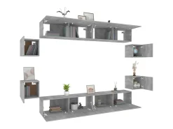 Conjunto de móveis Sonoma de 8 peças em madeira engenheirada (armário aparador suporte para TV sala de estar quarto sala de TV) - 02_0025326