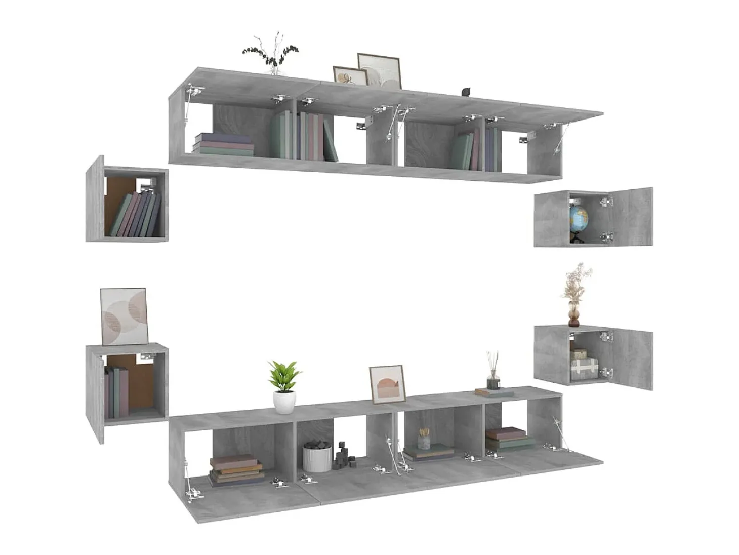 Conjunto de móveis Sonoma de 8 peças em madeira engenheirada (armário aparador suporte para TV sala de estar quarto sala de TV) - 02_0025326