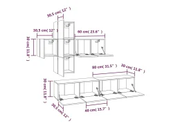 Conjunto de móveis Sonoma de madeira engenheirada com 7 peças (armário aparador suporte para TV sala de estar quarto sala de TV) - 02_0025215