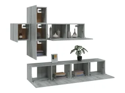 Conjunto de móveis Sonoma de madeira engenheirada com 7 peças (armário aparador suporte para TV sala de estar quarto sala de TV) - 02_0025213