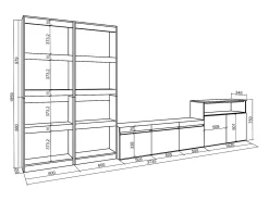 Conjunto de móveis TV, 370x35x186cm, Para televisores até 65