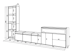 Conjunto de móveis TV, 310x35x186cm, Para televisores até 65