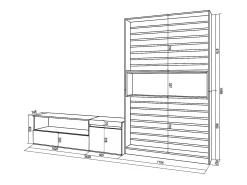 Conjunto de móveis TV, 260x35x186cm, Para televisores até 65