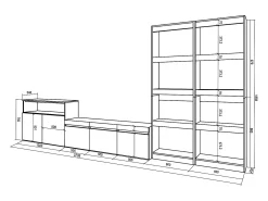 Conjunto de móveis TV, 370x35x186cm, Para televisores até 65