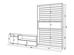 Conjunto de móveis TV, 260x35x186cm, Para televisores até 65