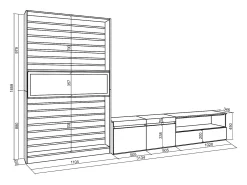 Conjunto de móveis TV, 310x35x186cm, Para televisores até 80