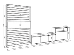 Conjunto de móveis TV, 360x35x186cm, Para televisores até 65