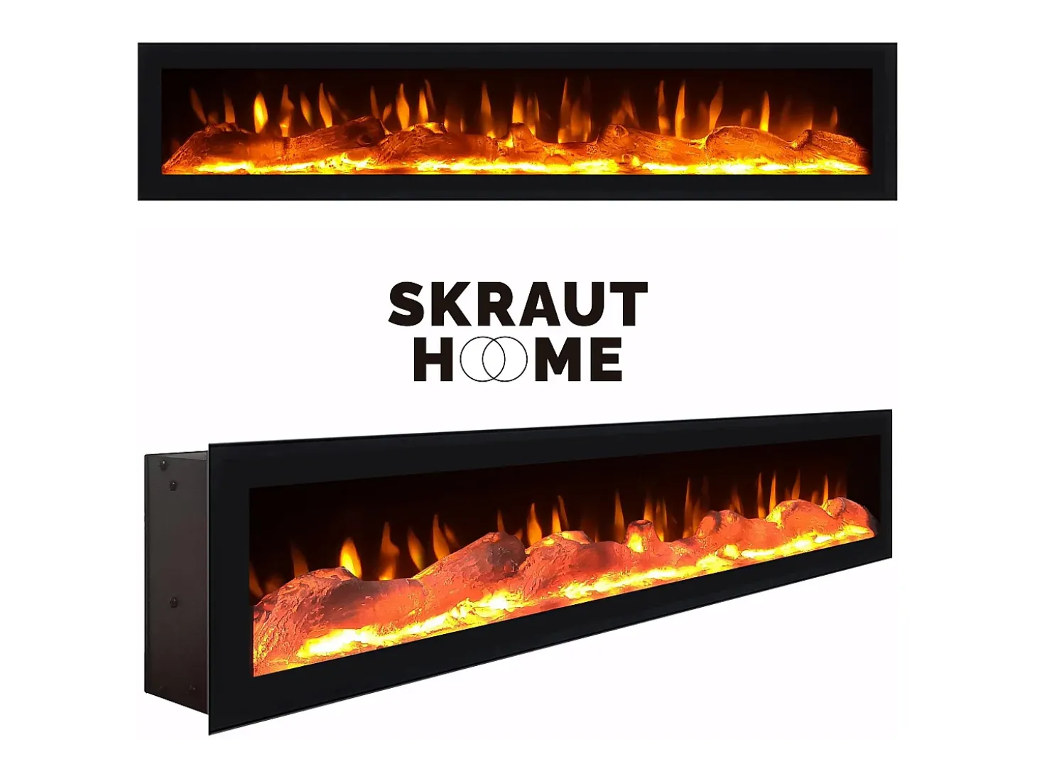 Conjunto de móveis TV, 260x35x186cm, Para televisores até 65", Lareira eléctrica, Carvahlo e preto