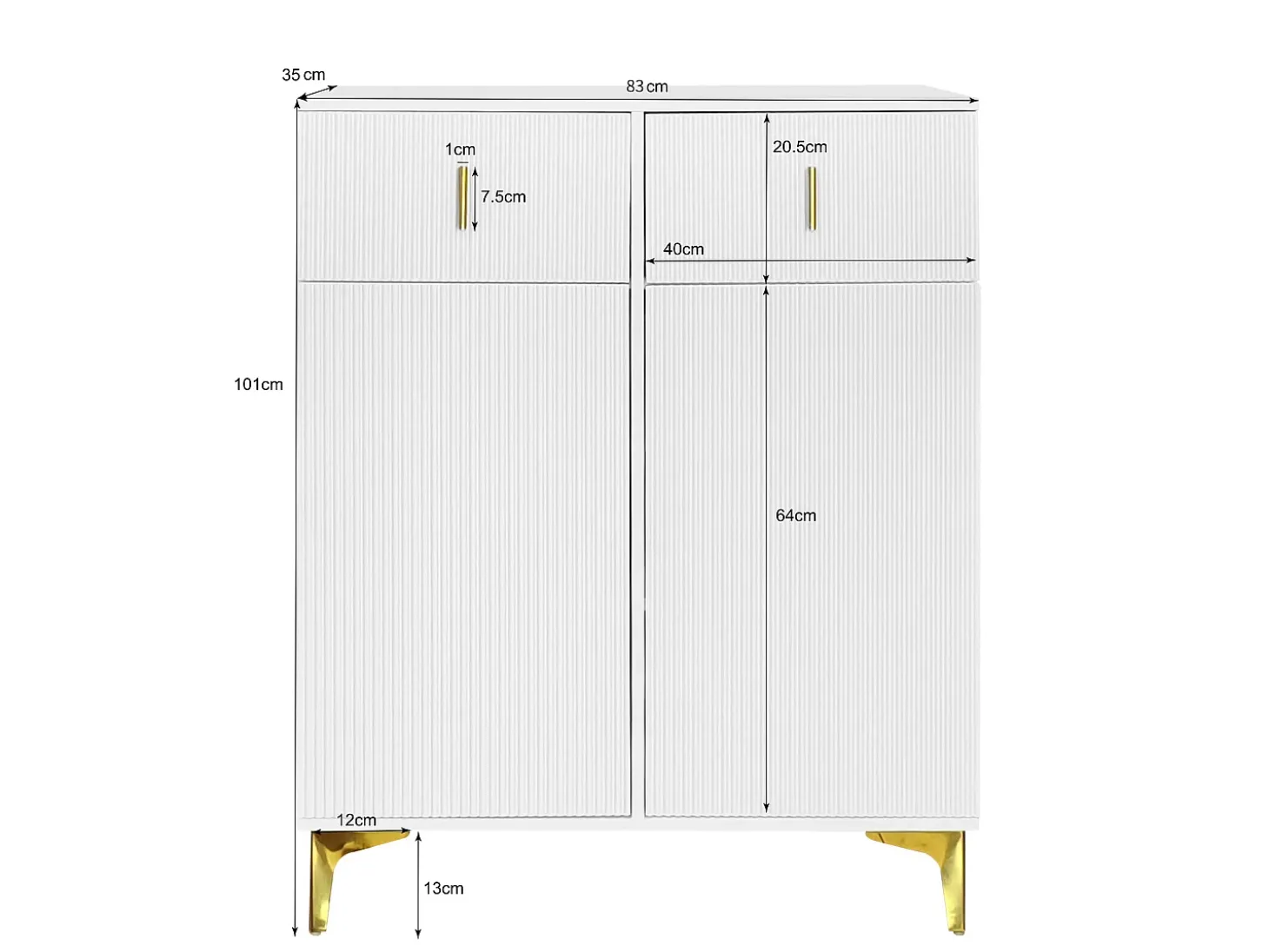 Conjunto de sapateira com sapateira, cabideiro - 60,5x35,2x180,5 cm + 83x35x101 cm - Aglomerado - Branco