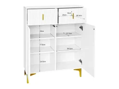 Conjunto de sapateira com sapateira, cabideiro - 60,5x35,2x180,5 cm + 83x35x101 cm - Aglomerado - Branco