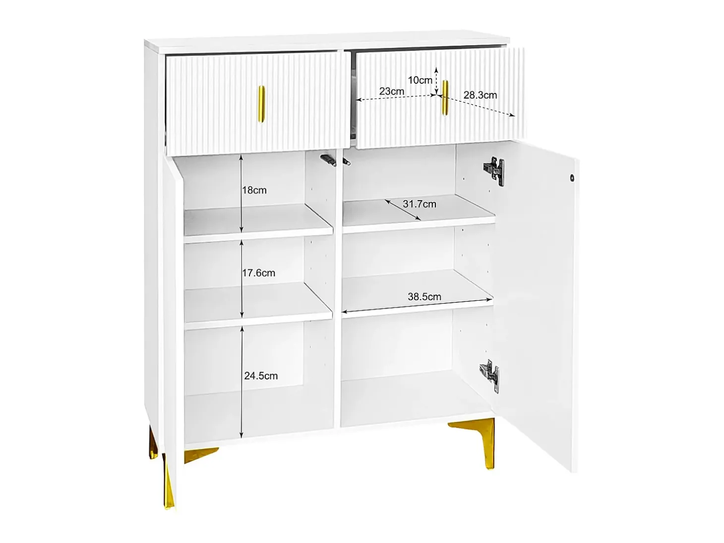 Conjunto de sapateira com sapateira, cabideiro - 60,5x35,2x180,5 cm + 83x35x101 cm - Aglomerado - Branco