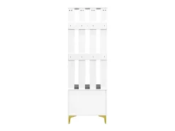 Conjunto de sapateira e bengaleiro - 4 portas, 2 gavetas, banco e ganchos - Branco e dourado