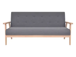 Conjunto de sofá de 2 lugares para sala de estar sala de jantar casa ambientes internos tecido cinza escuro 02_0020126