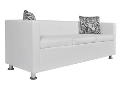 Conjunto de sofá de 2 lugares para sala de estar casa uso interno e sofá de 3 lugares em couro sintético branco 02_0019695
