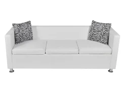 Conjunto de sofá de 2 lugares para sala de estar casa uso interno e sofá de 3 lugares em couro sintético branco 02_0019695